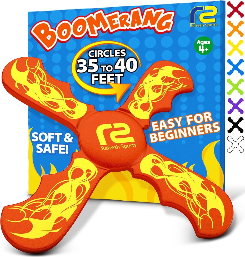 Boomerang for Kids - Fun & Easy To Use - Toys for Ages 8-13 - Birthday Gifts for Kids 5 6 7 8 9 10 Year Old Boy Gift - Best Outdoor Summer Gifts For 4 5 6 7 8 Year Old Boys Gift Ideas for All Ages (Red)