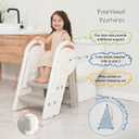 Harwaya Foldable Toddler Step Stool for Bathroom Sink, Adjustable 2 or 3 Step Kids Stool with Handles Rails for Toddlers Toilet Potty, Plastic Tall Baby Child Stepping Stool for Kitchen Counter -White