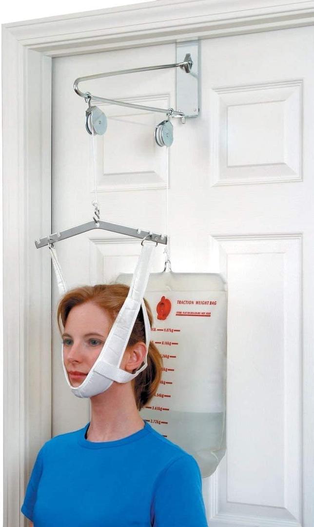 DMI Over The Door Posture Corrector and Cervical Neck Traction Device for Physical Therapy, FSA HSA Eligible Neck Stretcher, Back Stretcher, Neck Pain, Migraine Relief, Back Pain or Arthritis (White)