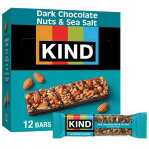 KIND Nut Bars, Dark Chocolate Nuts and Sea Salt, Healthy Snacks, Gluten Free, Low Sugar, 6g Protein, 12 Count, Best By: FEB 14 2027