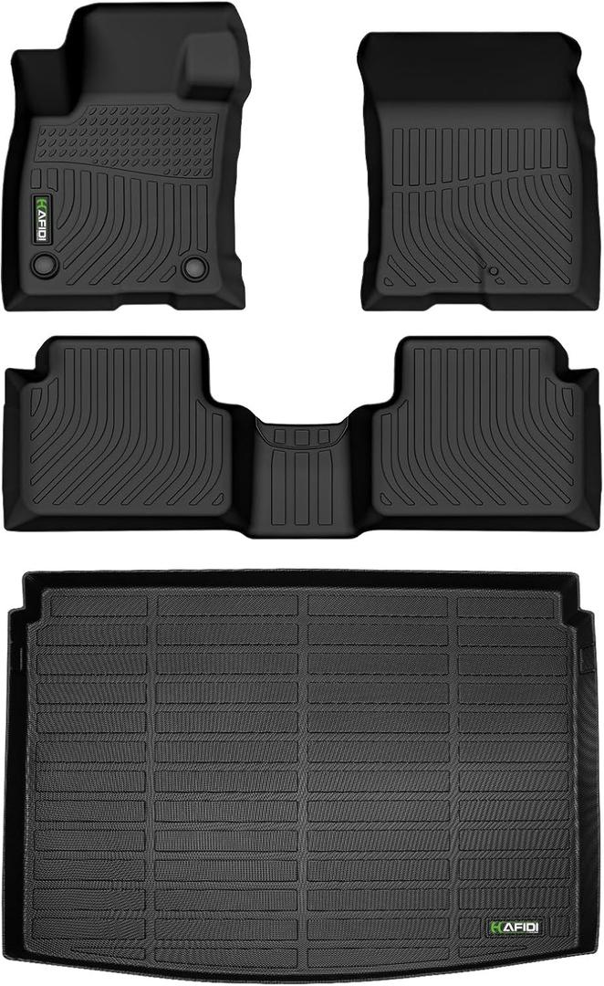 HAFIDI Floor Mats & Cargo Liner Set Fit for 2021-2026 Ford Bronco Sport All Weather Protection TPE Anti-Slip Automotive Full Set Floor Liners Custom Accessories - Black