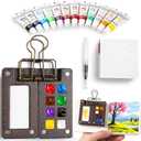 Mini Watercolor Paint Set, 12 Colors Portable Pocket Watercolour Travel Kit with 8 Grid Wood Paint Palette, Sketchbook, Metal Clip, Water Brush for Painters Artists Students