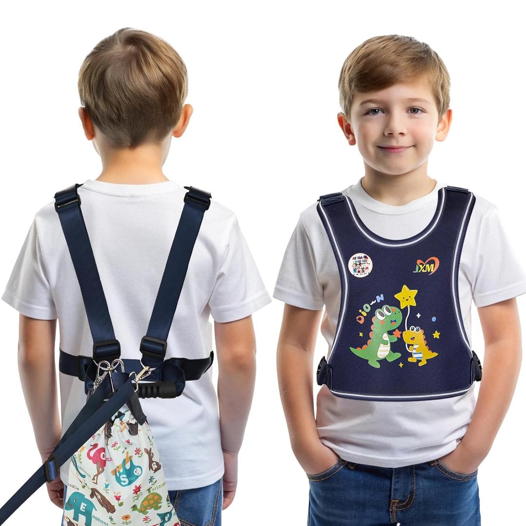 Safety Walking Harness for Kids 3-6, Anti-Elopement Vest Harness for Autism Special Needs ADHD, Reflective Leash with Grab Handle for Autistic, Active Children, Adjustable Tether for Travel and Crowds (Small For Height 3'1" - 3'9", Navy Blue)