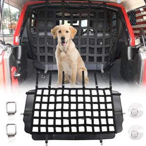 Pet Net Vehicle Safety Mesh Dog Barrier for Jeep Wrangler JK JL 2 Door 4-Door 2007-2026,Rear Seat Isolation Net,Easy to Install,Updated Version (Upgrade)