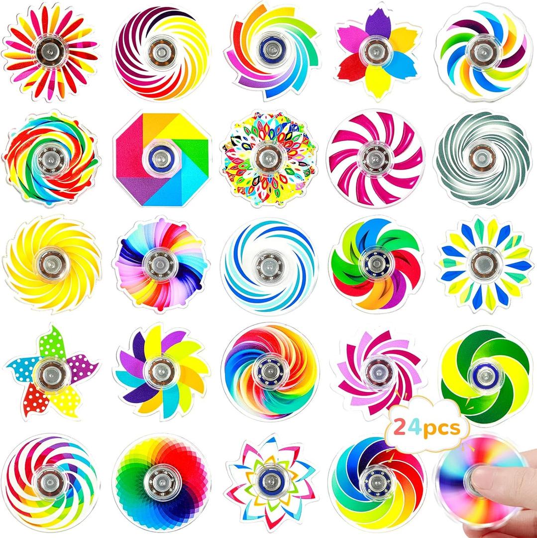 SCIONE 24Pack Mini Fidget Spinner Toys,Rainbow Party Favors for Kids Birthday Party Favors,Return Gifts,Goodie Bags Stuffers,Treasure Box Toy Classroom Prizes (Colorful)