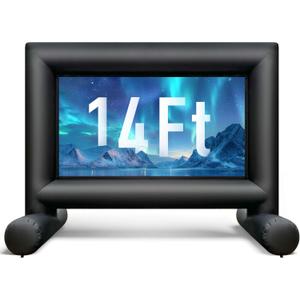 14Ft Outdoor Inflatable Movie Projector Screen with Built-in Fan Supports Front and Rear Projection, Blow Up Movie Screen for Party, Easy to Set Up