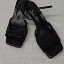 ISNOM Womens Mesh Kitten Heels Sandals Square Toe Ankle Buckle Strap Low Heels Comfort Summer Dress Shoes (8, Matte Nude)