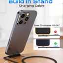 LOOHOI USB C to USB C Cable, 240W Fast Charging Cable with Built-in Phone Stand (5 FT, Black), Durable Braided Type-C Cable with 90 Angled T-Shaped Stand (1PCS)