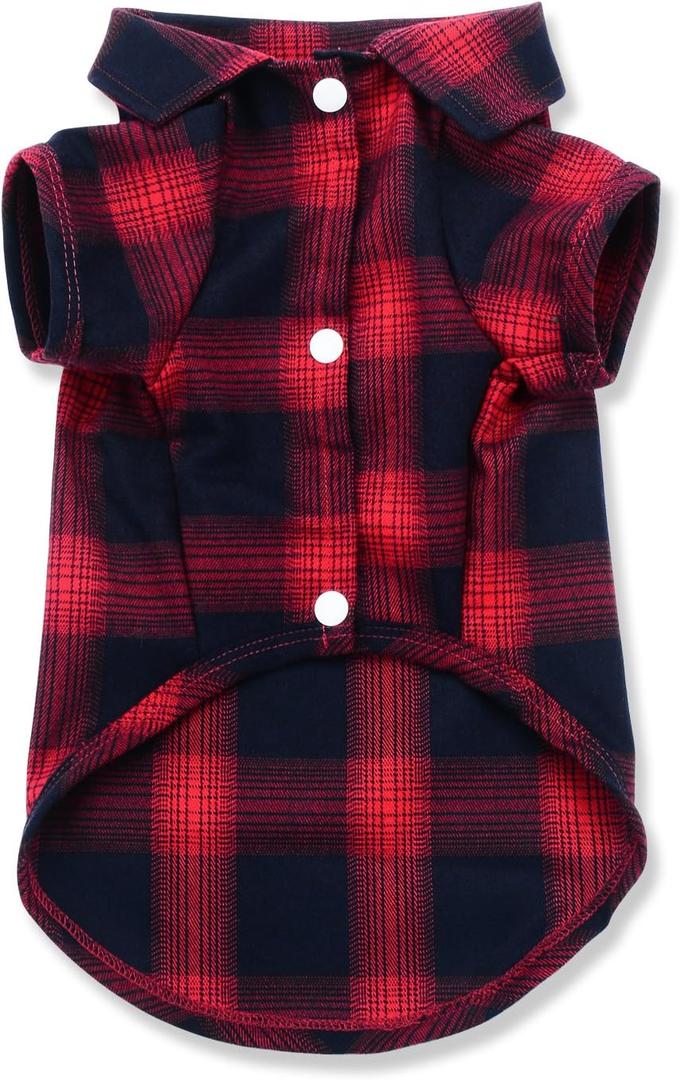 Koneseve Dog Shirt, Pet Plaid Clothes Shirt T-Shirt, Sweater Bottoming Shirt for Small Dog Cat Puppy Grid Adorable Wearing Stylish Cozy Halloween,Christmas Costumes (Red;XL/Extra Large) (XL-(15~24lb)-Chest~20.8")