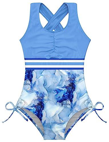 BFUSTYLE Girls One Piece Swimsuit Cute Striped Bathing Suit Hawaii Swimwear 4-13 Years