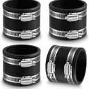 4 Pcs Dust Control Flex Cuffs with Stainless Steel Hose Clamps, Flexible PVC Coupling for Plastic and Copper Plumbing Connections, Connector Ports Dust Collection Fittings(2-1/2 Inch)