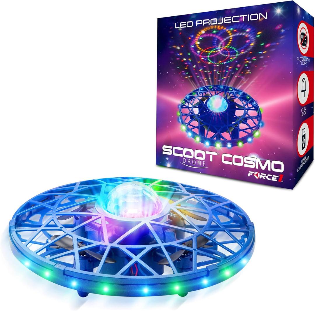 Force1 Scoot Cosmo LED Hand Operated Drone for Kids or Adults - Hands Free Motion Sensor Mini Drones with Bright LED Projection, Easy Indoor Flying Orb Ball Small UFO Toy for Boys and Girls (Blue)