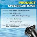 SQ1202 Pool Pump Motor 2 HP, Fit for Century A.O. Smith 2HP Single Speed, 3450 RPM, 48Y Frame, 230V, 11.2 Amps, Swimming Pool Motor