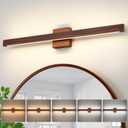 LED Modern Vanity Light: 32 Inch 5CCT Brown Wood Painted Bathroom Wall Lighting Fixtures Over Mirror 26W Dimmable Vanity Lights Bar for Restroom Bedroom