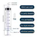 2 x 60mL Luer Lock Syringes Without Needle, Syringe for Liquid, Syringe for Science Labs, Feeding, Liquid Measurement, Pack of 4