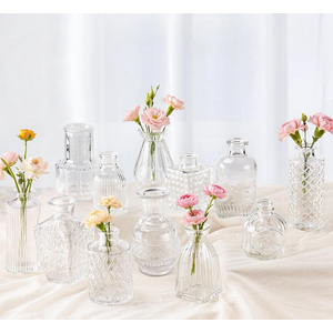 Babenest Glass Bud Vase Set of 12 pcs,Bud Vases in Bulk,Small Vases for Centerpieces, Mini Flower Vase Bulk for Rustic Wedding Home Table Decorations (Clear)