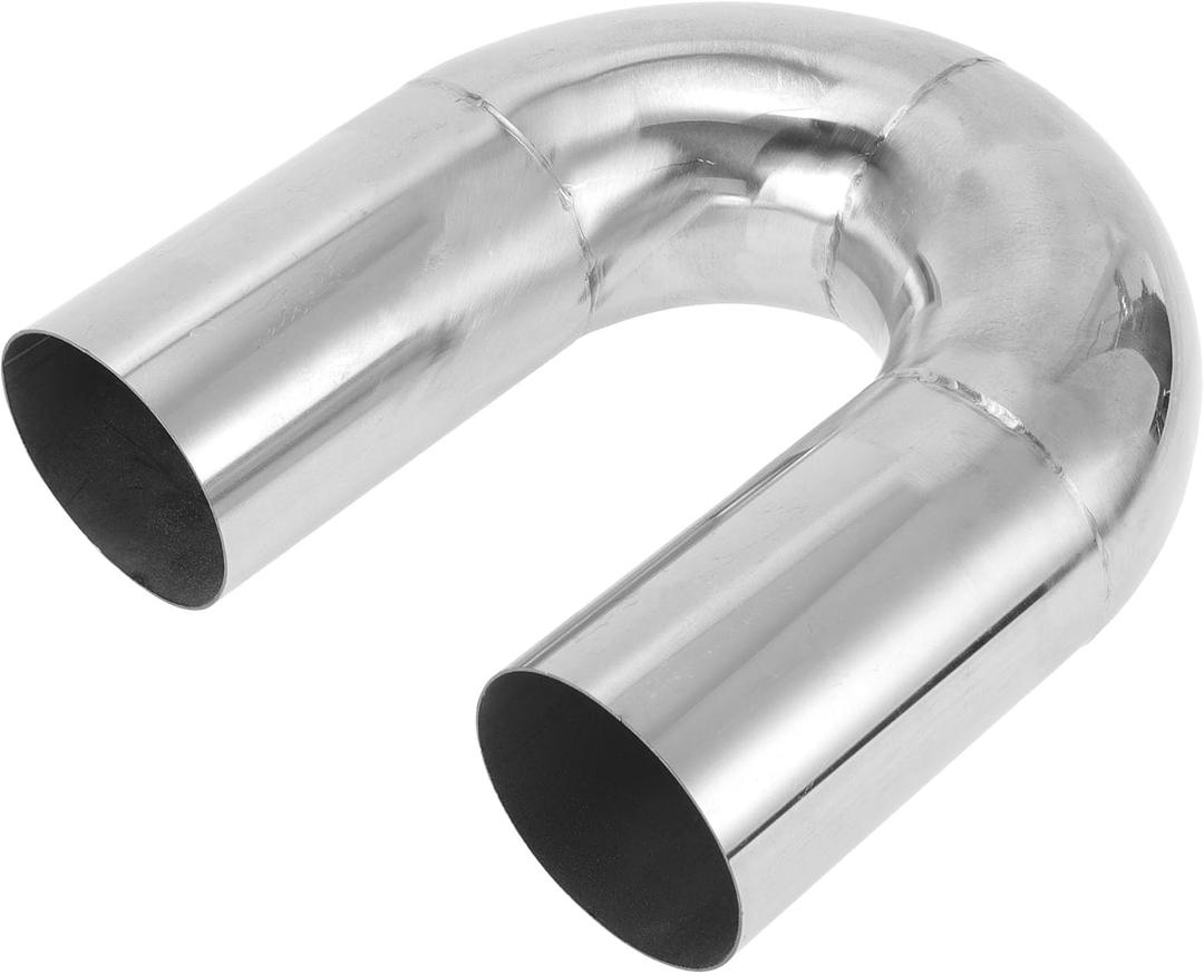 Motoforti 76mm/3" OD 180 Degree U-Bend Tube T304 Stainless Steel Mandrel Exhaust Pipe DIY Custom Car Modified Exhaust Pipe Tubing Piping 200mm/7.87" Leg Length Silver Tone