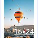 16x24 Picture Frame with Mat for Poster Photo and 40x60 cm Canvas, Display 14x20 with Mat or 16 x 24 without, Wood 16 by 24 Wall Gallery Poster Photo Frame, White