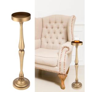  Round Martini Drink Table for Small Spaces Nightstand Living Room Bedroom Side Table Drink Stand Cocktail Pedestal End Vintage Metal Decor, 5.74x5.74x25.98''(Brass) 1 Pc