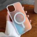 Tuokiou for Magnetic iPhone 12& iPhone 12 Pro Case, Compatible with Magsafe, Holographic Iridescent Unique Shockproof Translucent Matte Aesthetic Phone Case with Color Changing Effect for Women Men