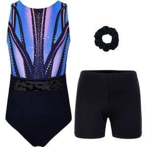 Gymnastics Leotards for Girls, Adult, Child With Shorts Activewear, 11-12Y