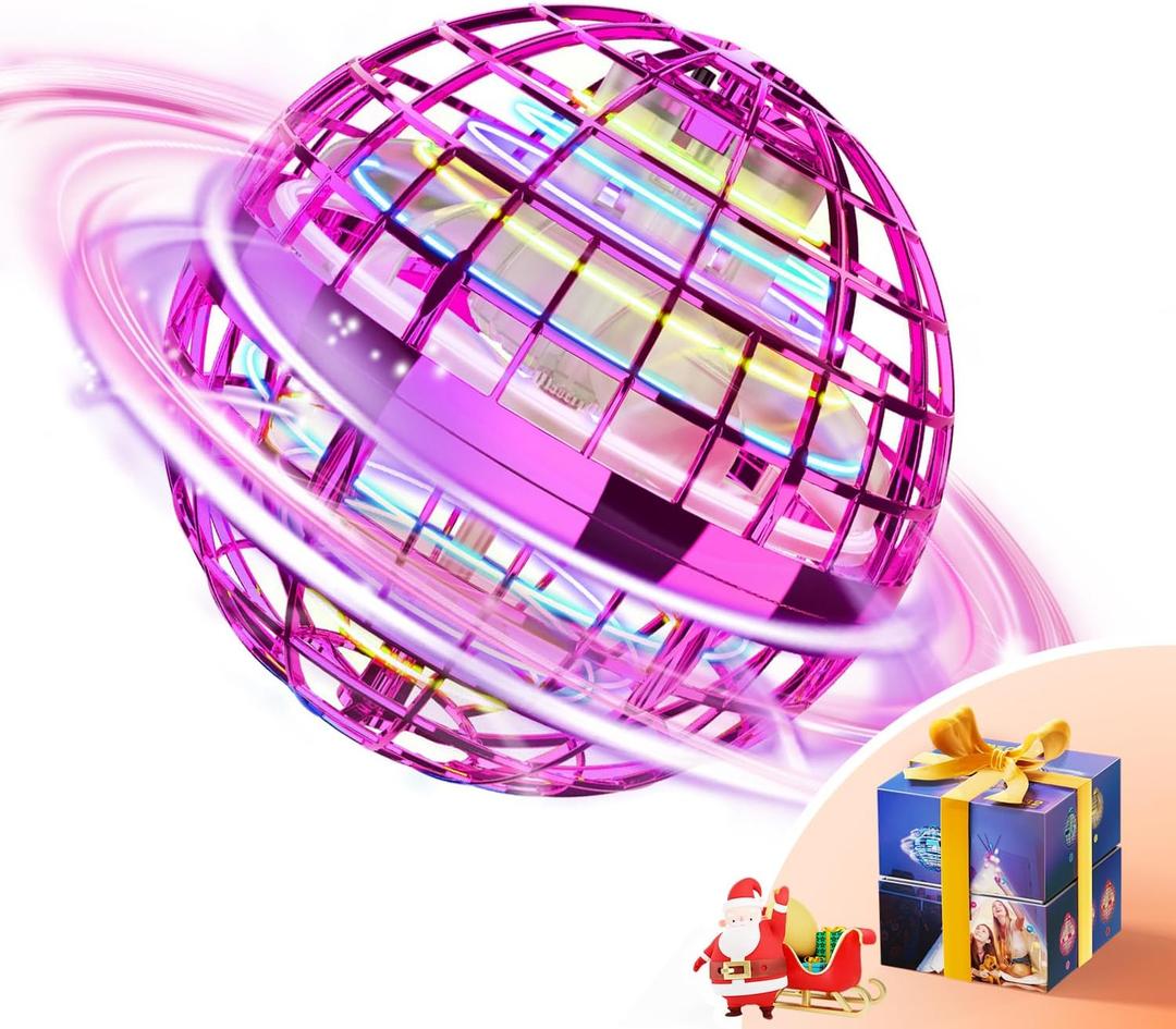 TOMZON Flying Orb Ball, Cool Toys for Boys Girls, Hover Ball Boomerang Fidget Spinner, Drone for Kids with Colorful Light Flying Spinner, A32 Purple (Purple)