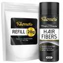 Hair Fibers for Thinning Hair and Refill (45g, Black) - Root Touch Up & Hair Powder For Gray Hair Cover Up - Instantly Thicker & Fuller Look - Completely Conceals Hair Loss in 15 Seconds