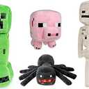 Creeper, Piggy, Skeleton Shooter, Little Spider Plush Toys, Birthday Gifts for Kids and Fans (4pcs)