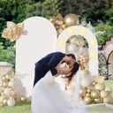 White Arch Backdrop Stand with Lights, Balloon Arch Frame, Foam Board Arch for Graduation, Birthday, Wedding, Baby Shower & Party Decorations