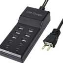 USB Charger,50W USB Charging Station with 10-Port (6 USB-A Port & 4 USB-C Port) Compatible with iPhone 15/14/13/12/11/X/8/7/6 Phones, Watch,Tablets, Smartphones Black