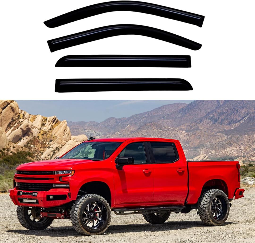 MDZZOVO Window Visors Rain Guards for 2019-2024 Chevy Silverado/GMC Sierra 1500 Crew Cab,4Pcs