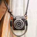 Magnetic Holder Case for Motorola Razr 2024 / Razr 2025 Camera Case Vintage Cover Cute 3D Cool Unique Design with Removable Neck Strap Lanyard for Girls Women(Black, razr 2024/2025)
