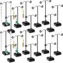 Coloch 18 Pcs Metal Earring Holder, Black T Bar Earring Display with 3 Heights Hoop Earring Display Stand with Acrylic Base Earring Showroom and Tradeshow Showcase Displays for Selling, Shows