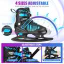 Sitanflex Adjustable Ice Skates for Kids Girls Boys, Kids Ice Hockey Skates for Beginners Ages 4-12, Toddler Ice Skating Shoes with Safety Ankle Support and Soft Padding for Outdoor & Rink, Blue