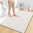 OLANLY Bathroom Rug Mat 36x24, Thick Soft and Absorbent Chenille Bath Mat, Non-Slip Rubber Backing, Machine Washable Quick Dry Bath Rugs for Tub Shower Floor, Home Decor Accessories, Ivory
