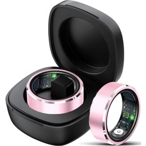 Smart Ring Fitness Tracker Heart Rate Monitor Sleep Tracker Gesture Control Fitness Rings Blood Pressure Pedometer Calories Step Counter Waterproof Health Smart Rings for Women Men with Charging Case, Size 8