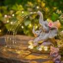 Brightown Solar-Elephant-Garden-Decor-Statue with Succulent & Watering LED Lights, Waterproof Outdoor Decor for Patio, Lawn, Balcony & Yard Decorations Outdoor, Unique Mothers Day Gifts for Mom Women