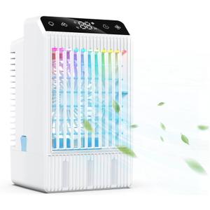 Portable Air Conditioners, Evaporative Mini Room Air Conditioner Cooling Fan, 2~12H Timer, AC Unit Air Cooler with 1000ML Water Tank, AC Portable for Room, Office, Car (White)
