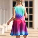 Funnycokid Girls Dress Summer Sleeveless Sundress Birthday Outfit Twirly Mermaid Party Kids 4-15 Years (7-8 Years)