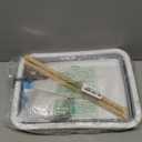 Bird Desktop Shower Perch with Bucket, Training Stand with Collapsible Plastic Tray Two Perches Double Feeder Cups, Table Bath Perches for Small to Medium Sized Parakeet Cockatiel Conure Budgies (Large, Grey)