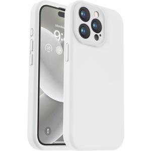 Vooii Compatible with iPhone 15 Pro Max Case, Upgraded Premium Silicone, [Camera Protection] [Soft Anti-Scratch Microfiber Lining] Shockproof Phone Case for iPhone 15 Pro Max 6.7 inch - White