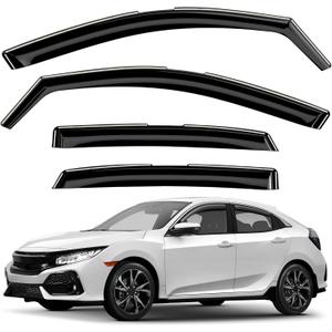 GrandWheel Window Deflectors Smoke Tinted in-Channel Side Window Vent Visor Deflectors Rain Guards Compatible with Honda Civic 2016-2021 Hatchback - 4 pcs. GW0942