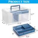 2 Pack Plastic Dividing Storage Box, 2 Layer Multipurpose Craft Organizer and Storage Box with Removable Tray Handle, Portable Art Supply Container for Bead, Tool, Sewing