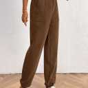 PRETTYGARDEN Women's Pants Dressy Casual 2025 Fall Elastic High Waisted Work Office Corduroy Trouser Slacks with Pockets (Brown)
