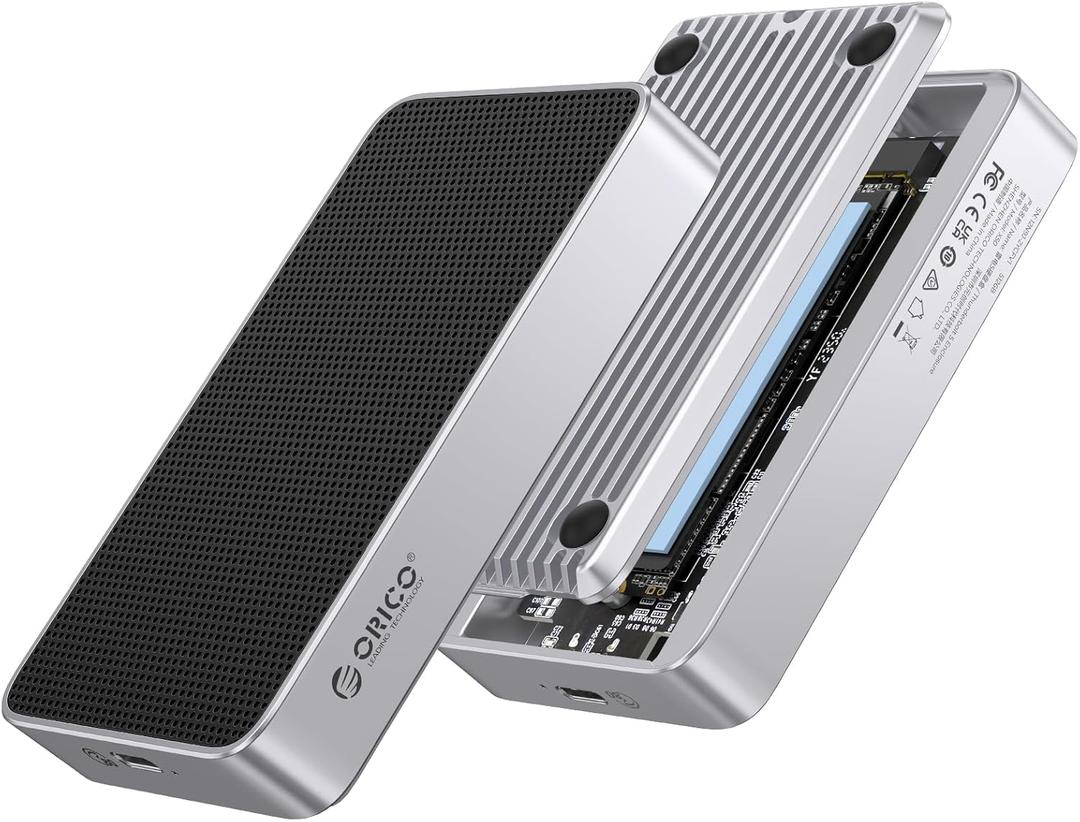 ORICO 80Gbps M.2 NVMe SSD Enclosure PCIE 5.0 Silent Fanless Compatible with Thunderbolt 5/4/3/USB4 X50 Dual-chip USB3.2/3.1/3.0 M-Key/(M&B) Key NVMe SSDs up to 8TB Fanless Silent Cooling- X50PRO