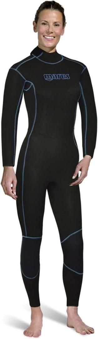 MARES Women's M-Flex 7mm Scuba Diving Neoprene One Piece Full Wetsuit for Cold Water (8, Black)
