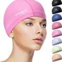 3 x COOLMATE Fabric Swim Cap for Women, Men & Kids Silicone Water Resistant Layer, Lightweight Cloth Cap for Pool & Lap Swimming Non-Slip Comfortable Fit, Gift for Swimmers (1 Pack)