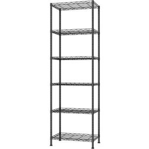 HOMEFORT 6-Shelving Unit, Adjustable Wire Shelving, Metal Wire Shelf Rack Organizer for Kitchen, Pantry, Closet, Bathroom, Laundry, Black,21" W x 11" D x 69" H