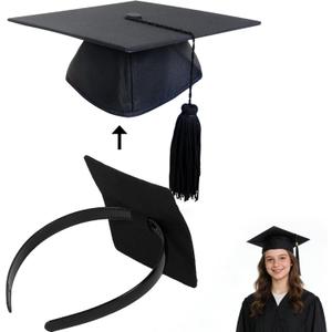 2 x Graduation Cap Headband Anti-Fall Firm Hairband with Adhesive Felt, Secures Your Grad Cap & Hairstyle in Place, Essential Hat Accessory for Graduates, Students, Girls 1 Pack