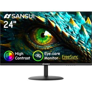 SANSUI Computer Monitor 22 inch Eye Care FHD 1080P Display HDMI,VGA Ports with 178° Viewing Angle/Frame-Less/Tilt/VESA Compatible for Office and Home